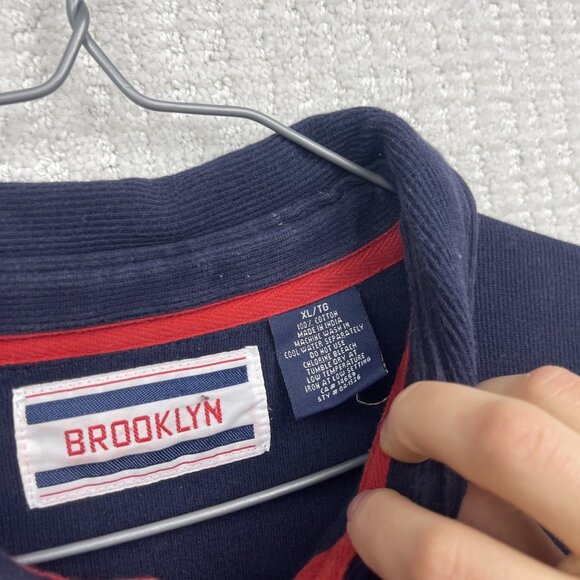 VTG Brooklyn Cloth Long Sleeve Heavy Rugby Polo shirt Sz XL Red / Blue Y2K - Picture 6 of 13
